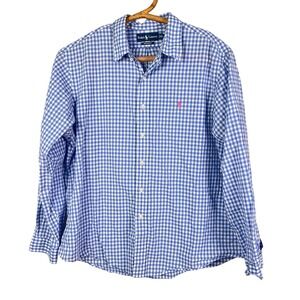Ralph Lauren Shirt Mens XXL Ch Gingham Baby Blue White PINK Pony Long Sleeve
